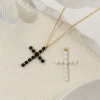 Picture of Eco-friendly Brass Religious Charms 18K Real Gold Plated Enamel Cross 3.6cm x 2.3cm