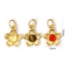 Picture of Eco-friendly Brass & Gemstone Charms 18K Real Gold Plated Flower 16mm x 10mm