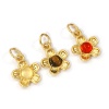 Picture of Eco-friendly Brass & Gemstone Charms 18K Real Gold Plated Flower 16mm x 10mm