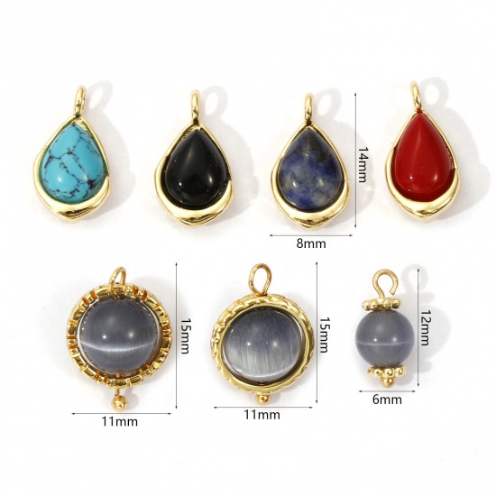 Picture of Eco-friendly Brass & Gemstone Charms 18K Real Gold Plated