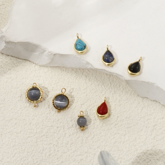 Picture of Eco-friendly Brass & Gemstone Charms 18K Real Gold Plated