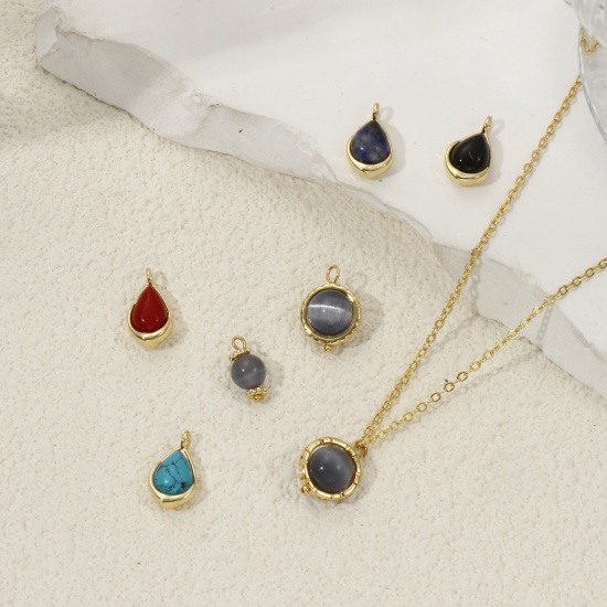 Picture of Eco-friendly Brass & Gemstone Charms 18K Real Gold Plated