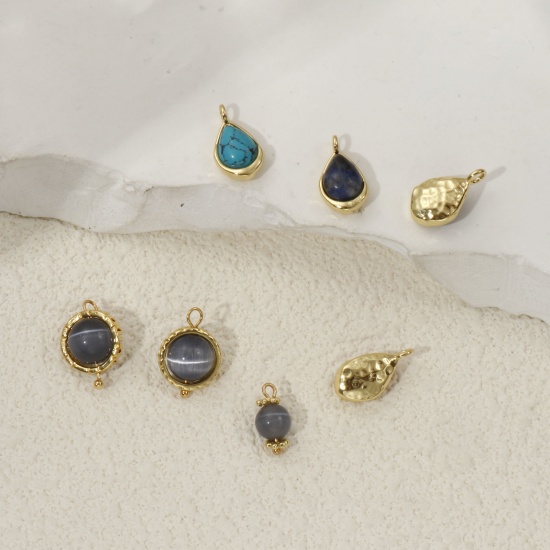 Picture of Eco-friendly Brass & Gemstone Charms 18K Real Gold Plated