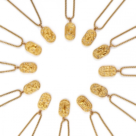 18K Echtgold plattiert Venezianerkette Oval Anhänger Halskette, 304 Edelstahl 45cm + 5cm, Unisex, Klar Zirkonia Exquisit Geschenk, Umweltfreundliche PVD-Vakuumbeschichtung, 1 Strang