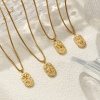 Bild von 18K Real Gold Plated Box Chain Oval Pendant Charm Necklace, 304 Stainless Steel 45cm(17.7") + 5cm(2"), Unisex, Clear Cubic Zirconia Exquisite Gift, Eco-friendly PVD Vacuum Plating, 1 Piece
