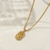 Bild von 18K Real Gold Plated Box Chain Oval Pendant Charm Necklace, 304 Stainless Steel 45cm(17.7") + 5cm(2"), Unisex, Clear Cubic Zirconia Exquisite Gift, Eco-friendly PVD Vacuum Plating, 1 Piece