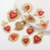 1 Piece Eco-friendly PVD Vacuum Plating 304 Stainless Steel Pendant Charm Necklace 18K Gold Plated Red Heart Enamel の画像