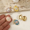 Picture of 1 Piece Brass & Acrylic Picture Photo Locket Frame Pendants 18K Gold Plated Enamel Oval Flower Can Open