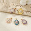 Picture of 1 Piece Brass & Acrylic Picture Photo Locket Frame Pendants 18K Gold Plated Enamel Oval Flower Can Open