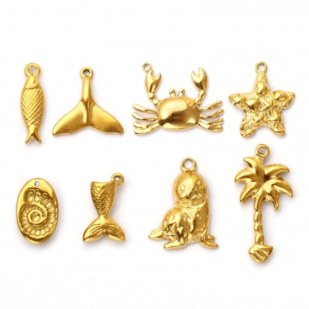 Picture of Eco-friendly PVD Vacuum Plating 304 Stainless Steel Charms 18K Real Gold Plated