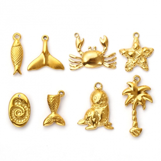Picture of Eco-friendly PVD Vacuum Plating 304 Stainless Steel Charms 18K Real Gold Plated