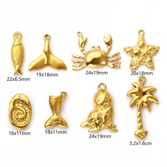 Picture of Eco-friendly PVD Vacuum Plating 304 Stainless Steel Charms 18K Real Gold Plated