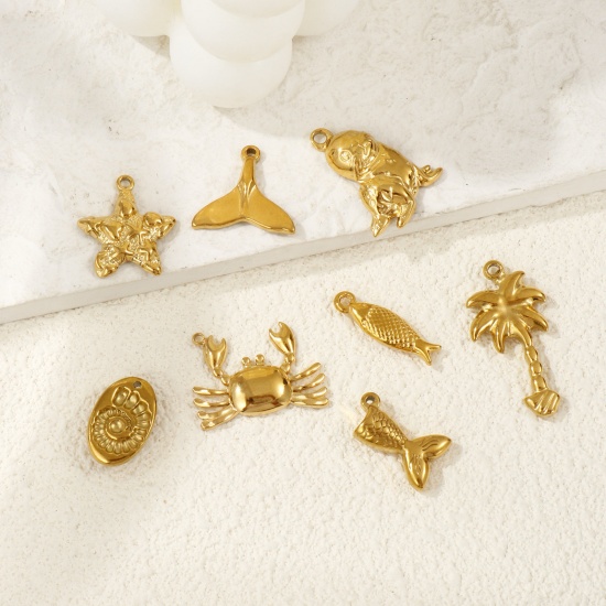 Picture of Eco-friendly PVD Vacuum Plating 304 Stainless Steel Charms 18K Real Gold Plated