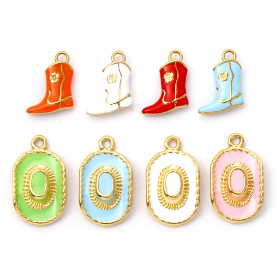 Immagine di 1 Piece Eco-friendly PVD Vacuum Plating 304 Stainless Steel West Cowboy Charms 18K Real Gold Plated Multicolor Enamel 3D