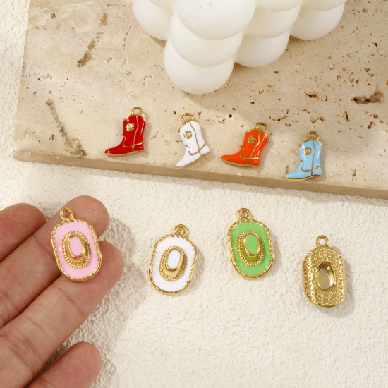 Immagine di 1 Piece Eco-friendly PVD Vacuum Plating 304 Stainless Steel West Cowboy Charms 18K Real Gold Plated Multicolor Enamel 3D