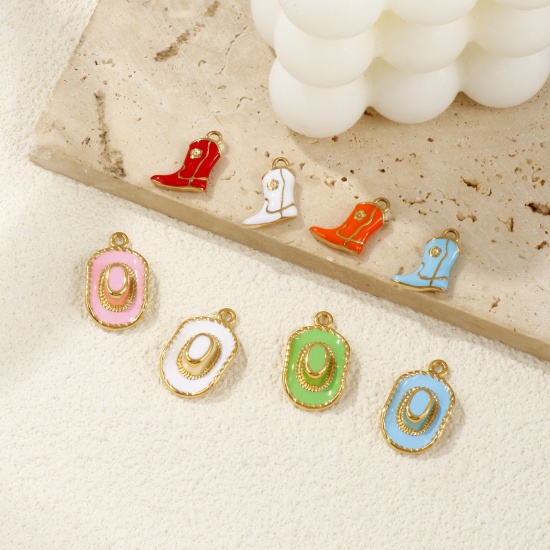 Immagine di 1 Piece Eco-friendly PVD Vacuum Plating 304 Stainless Steel West Cowboy Charms 18K Real Gold Plated Multicolor Enamel 3D