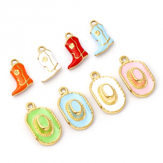 Immagine di 1 Piece Eco-friendly PVD Vacuum Plating 304 Stainless Steel West Cowboy Charms 18K Real Gold Plated Multicolor Enamel 3D