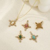 Bild von Umweltfreundliche PVD-Vakuumbeschichtung 304 Edelstahl & Halbedelstein Charms 18K Echtgold plattiert Kreuz Transparent Strass 22mm x 17mm