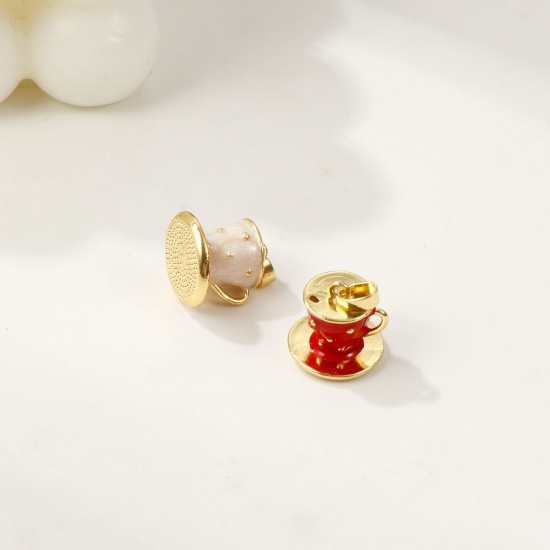Picture of Charm Pendant 18K Real Gold Plated Enamel Cup 3D 18mm x 14mm