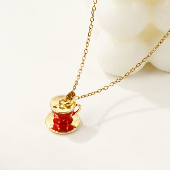 Picture of Charm Pendant 18K Real Gold Plated Enamel Cup 3D 18mm x 14mm