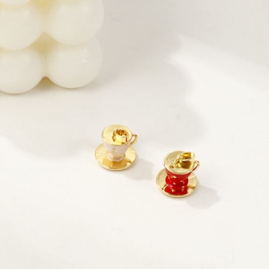 Picture of Charm Pendant 18K Real Gold Plated Enamel Cup 3D 18mm x 14mm