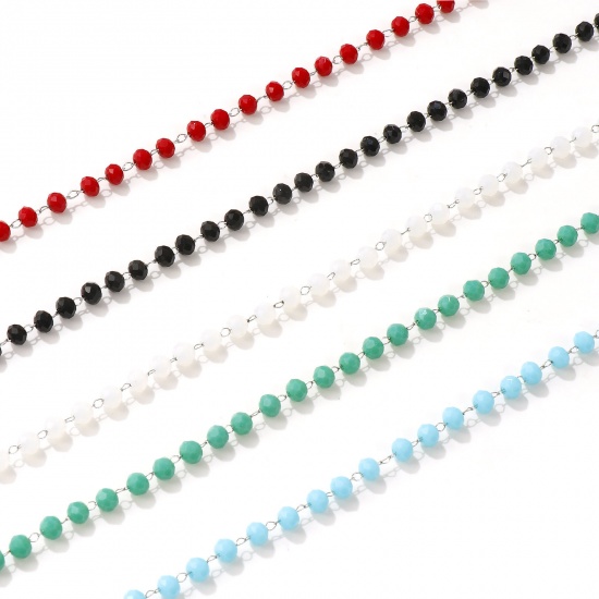 Image de Collier Ras de Cou Argent Mat en 304 Acier Inoxydable & Cristal de Quartz Pour Femmes, Chaîne Perlée 38cm + 3cm, A Facettes, Exquis Cadeau, Respectueux de la Nature, 1 Pièce