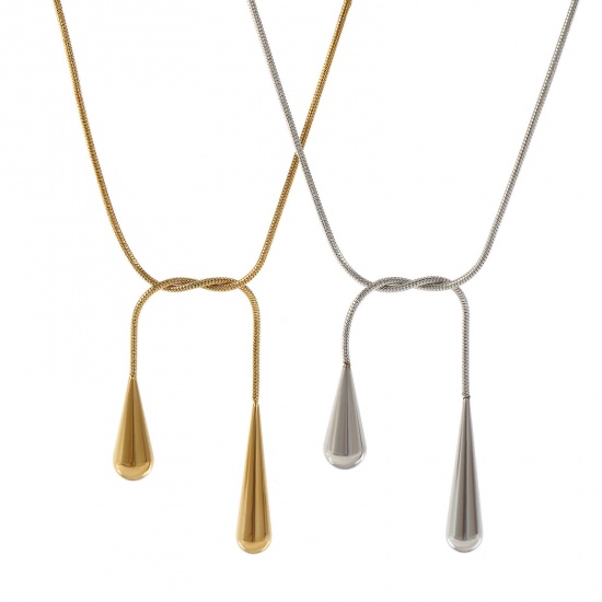 Bild von Bunt Schlangenkette Tropfen Halskette, 304 Edelstahl 80cm, Für Frauen, Elegant Geschenk, Umweltfreundlich