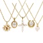 Image de Collier à Breloques Plaqué Or Véritable 18K en Laiton Pour Femmes, Blanc Élégant Cadeau, Respectueux de la Nature, 1 Pièce