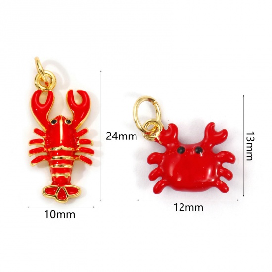Picture of Eco-friendly Brass Ocean Jewelry Pendants 18K Real Gold Plated Red Enamel
