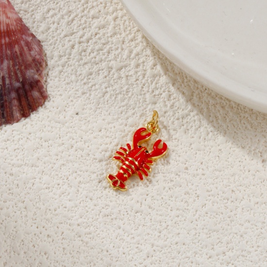 Picture of Eco-friendly Brass Ocean Jewelry Pendants 18K Real Gold Plated Red Enamel
