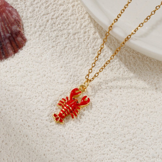 Picture of Eco-friendly Brass Ocean Jewelry Pendants 18K Real Gold Plated Red Enamel