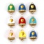 Picture of Vacuum Plating 304 Stainless Steel Christmas Charms 18K Gold Plated Enamel Bell Heart Micro Pave Clear Rhinestone 15mm x 10mm