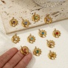 Picture of Eco-friendly PVD Vacuum Plating 304 Stainless Steel Birthstone Charms 18K Gold Plated Sun And Moon Face 19mm x 16mm
