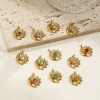 Picture of Eco-friendly PVD Vacuum Plating 304 Stainless Steel Birthstone Charms 18K Gold Plated Sun And Moon Face 19mm x 16mm