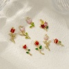 Picture of Brass & Cubic Zirconia Charms 18K Gold Plated Enamel Flower