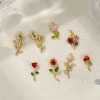 Picture of Brass & Cubic Zirconia Charms 18K Gold Plated Enamel Flower