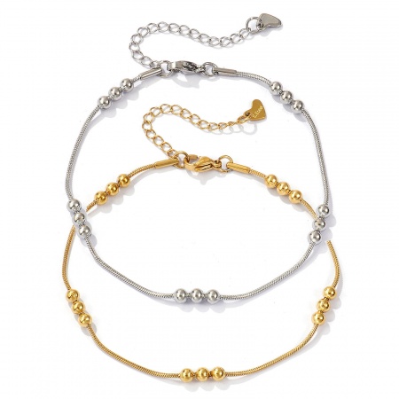 1 Pièce Chaînes de Cheville Chaîne Maille Bille Exquis en 304 Acier Inoxydable Respectueux de la Nature Minimaliste Multicolore Pour Femmes Cadeau 22cm long