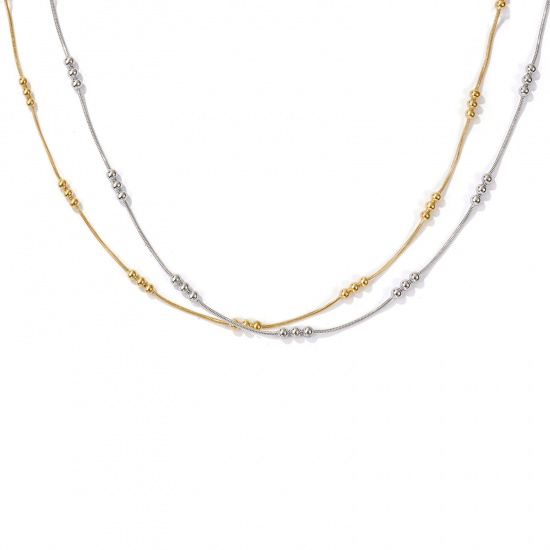 Picture of Multicolor Snake Chain Necklace, 304 Stainless Steel 40cm(15.7") + 5cm(2"), For Women, Minimalist Exquisite Gift, Eco-friendly