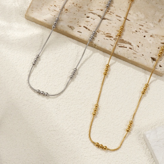 Picture of Multicolor Snake Chain Necklace, 304 Stainless Steel 40cm(15.7") + 5cm(2"), For Women, Minimalist Exquisite Gift, Eco-friendly