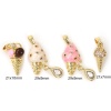 Picture of Eco-friendly Brass & Cubic Zirconia Charms 18K Real Gold Plated Ice Cream