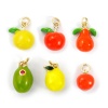 Picture of Eco-friendly Brass Charms 18K Real Gold Plated Enamel Lemon Fruit 3D