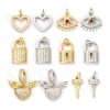 Picture of 1 Piece Eco-friendly Brass & Cubic Zirconia Charms Real Gold Plated Micro Pave