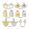 Picture of 1 Piece Eco-friendly Brass & Cubic Zirconia Charms Real Gold Plated Micro Pave