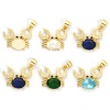 Picture of Eco-friendly Brass & Glass Ocean Jewelry Charm Pendant 18K Real Gold Plated Crab Animal Micro Pave Clear Cubic Zirconia 20mm x 19mm
