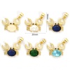 Picture of Eco-friendly Brass & Glass Ocean Jewelry Charm Pendant 18K Real Gold Plated Crab Animal Micro Pave Clear Cubic Zirconia 20mm x 19mm