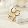 Picture of Eco-friendly PVD Vacuum Plating Ocean Jewelry 18K Real Gold Plated 304 Stainless Steel & Cubic Zirconia Hoop Earrings For Women Gift Post/ Wire Size: 1mm(18 gauge)
