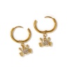 Picture of Eco-friendly PVD Vacuum Plating Ocean Jewelry 18K Real Gold Plated 304 Stainless Steel & Cubic Zirconia Hoop Earrings For Women Gift Post/ Wire Size: 1mm(18 gauge)