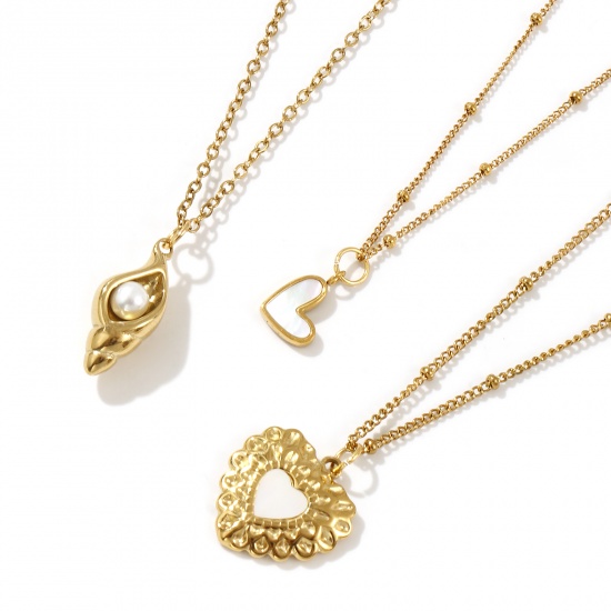 Immagine di 18K Vero Oro Placcato Collana con Ciondolo, 304 Acciaio Inossidabile 45cm + 5cm, Per Donne, Elegante San Valentino Regalo, Placcatura Sottovuoto PVD Ecologica, 1 Pz