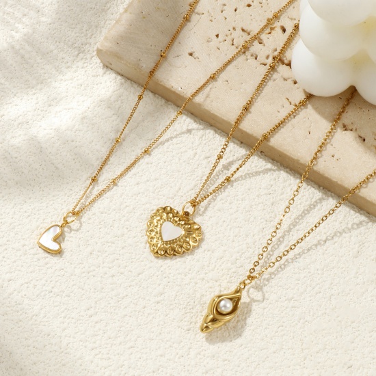 Immagine di 18K Vero Oro Placcato Collana con Ciondolo, 304 Acciaio Inossidabile 45cm + 5cm, Per Donne, Elegante San Valentino Regalo, Placcatura Sottovuoto PVD Ecologica, 1 Pz