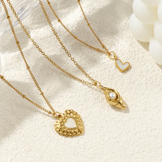 Immagine di 18K Vero Oro Placcato Collana con Ciondolo, 304 Acciaio Inossidabile 45cm + 5cm, Per Donne, Elegante San Valentino Regalo, Placcatura Sottovuoto PVD Ecologica, 1 Pz